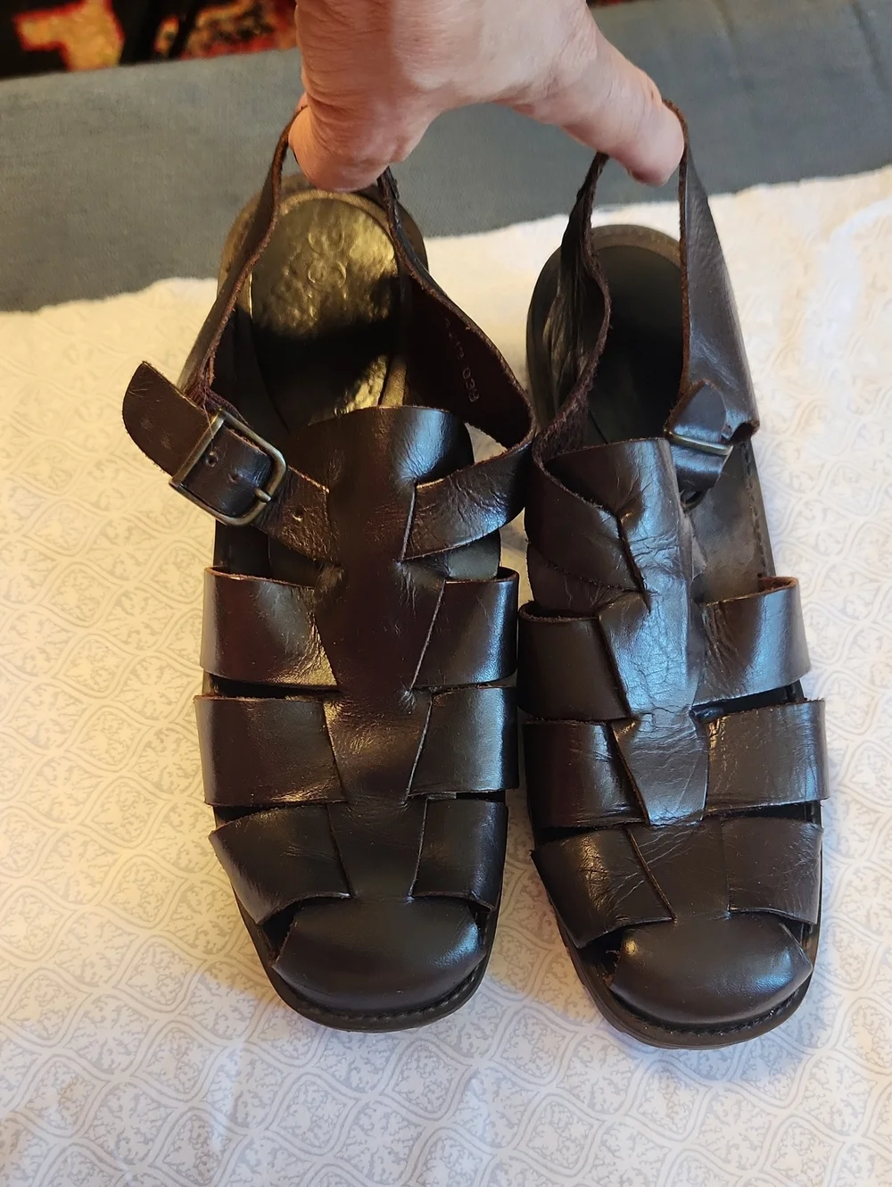 Vintage Dolcis Women's Brown Leather Chunky Fusherman  Sandals Sz 8M runs large